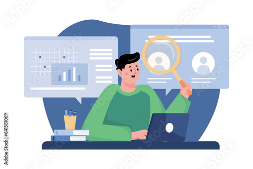 Man searching for marketing agent Illustration