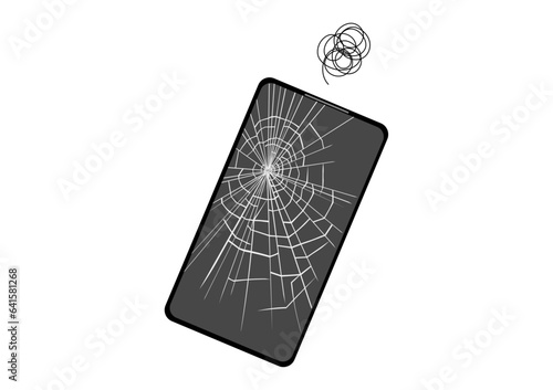 画面が割れたスマートフォン