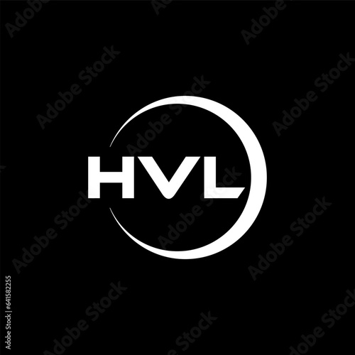 HVL letter logo design with black background in illustrator, cube logo, vector logo, modern alphabet font overlap style. calligraphy designs for logo, Poster, Invitation, etc.