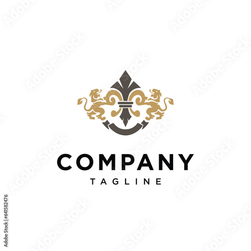 Lion Fleur de lis logo icon vector template.eps