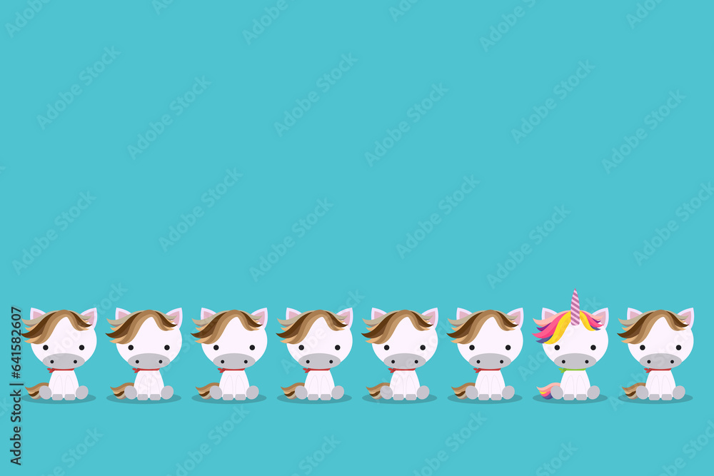 Fototapeta premium Think differently - Being different, standing out from the crowd -The unicorn also represents the concept of individuality , confidence, uniqueness, innovation, creativity.