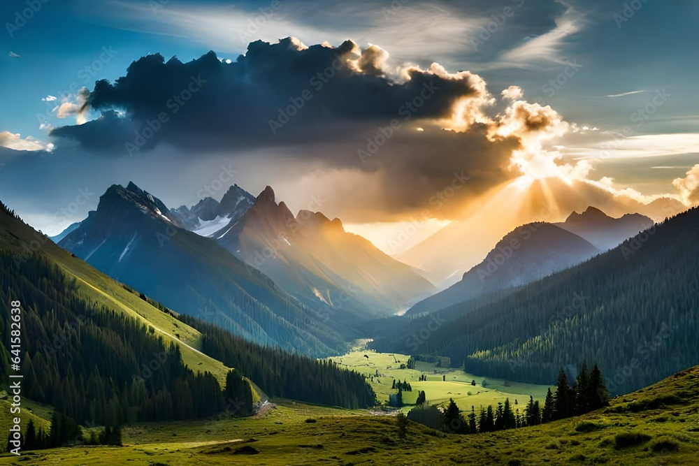 Obraz premium clouds over a mountain valley