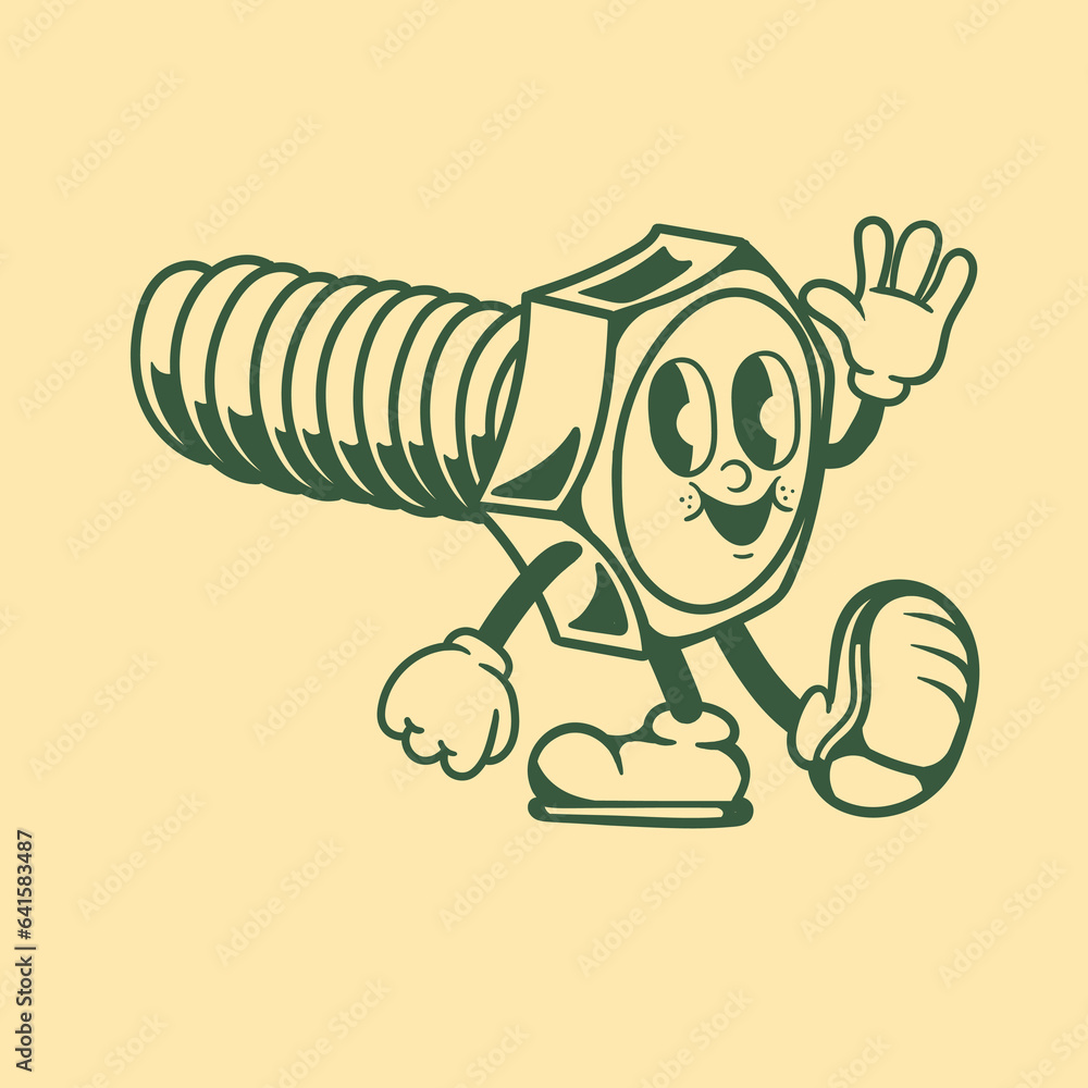 Fototapeta premium Vintage character design of screw