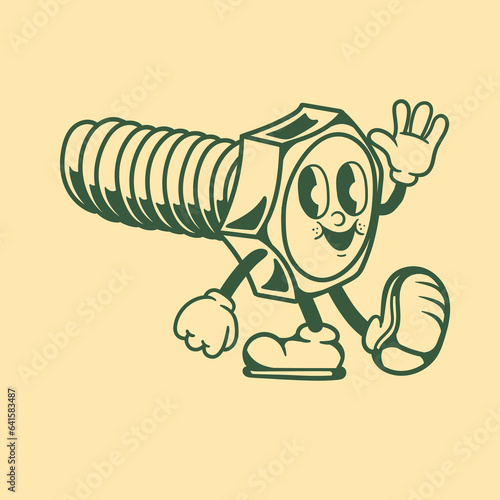 Vintage character design of screw