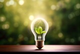Concept image if green lightbulb, symbol of scr, innovation and eco friendly business, Generative AI