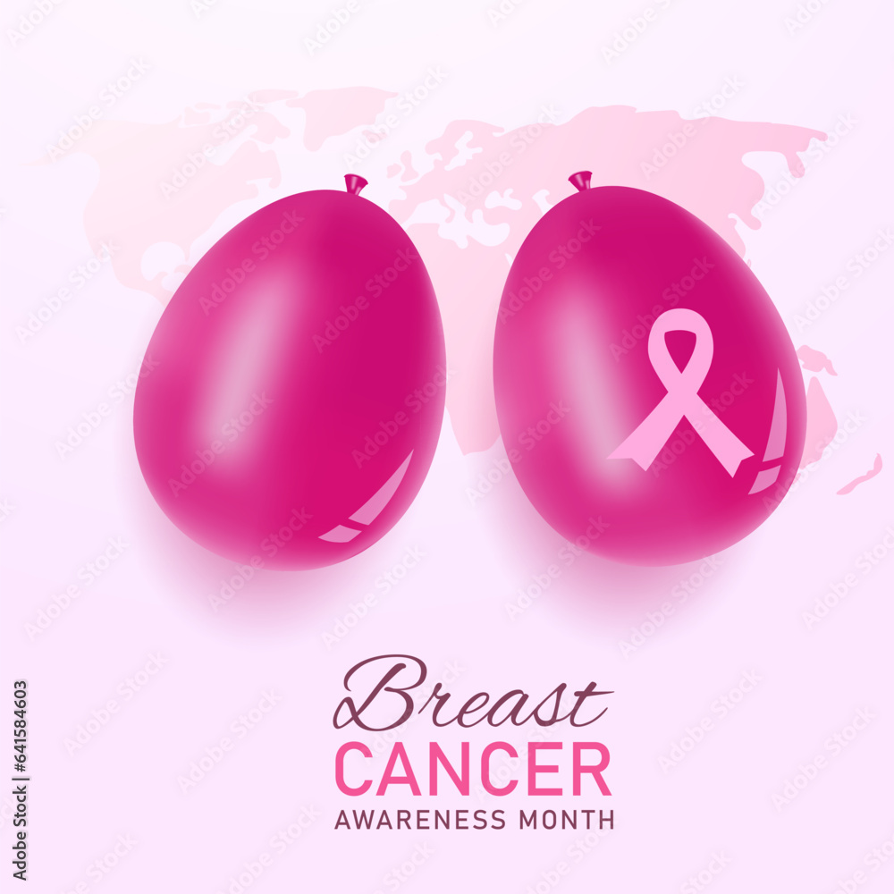 Breast Cancer Awareness Month poster design with balloons Breast Cancer Awareness Month poster design with balloons