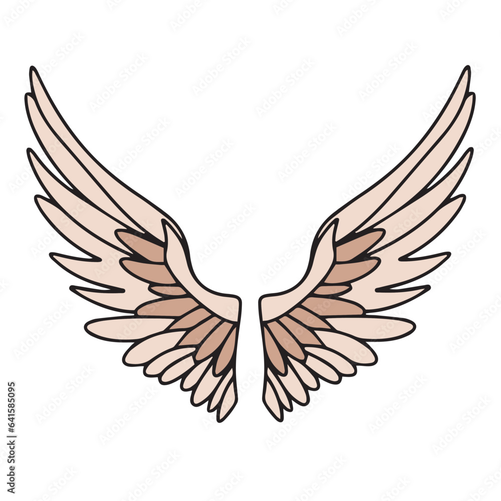 Obraz premium Angel wings colored outline isolated on white background. Vector illustration.