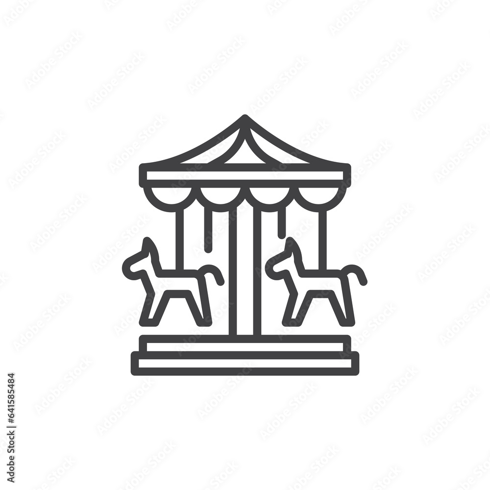 Carousel with horses line icon Carousel with horses line icon