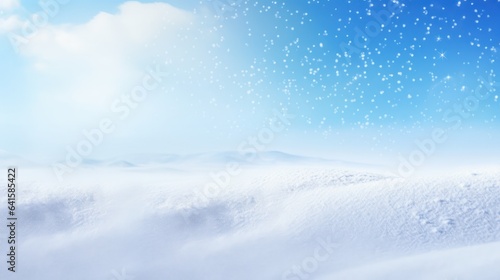 Beautiful winter Christmas with snowdrifts on background of blue evening sky © Cherdchai
