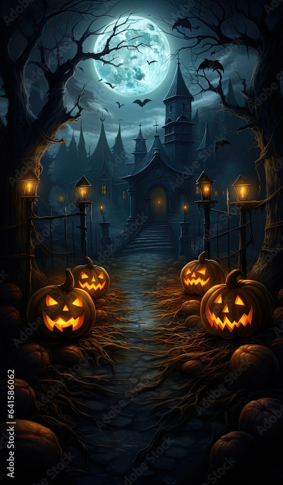 Fototapeta premium road to halloween, generative ai