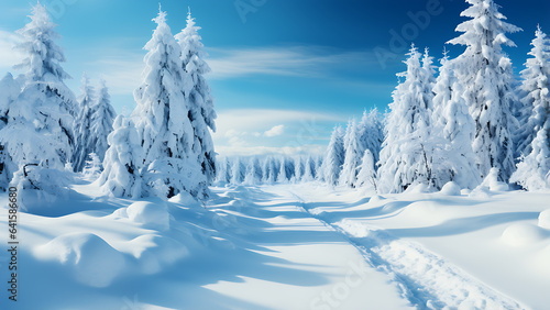 cold winter landscape in snowy forest. © Tech Hendra