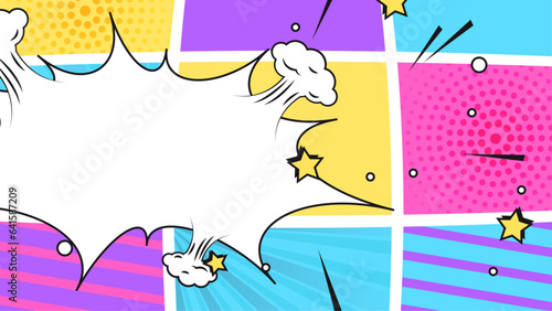 Colorful vector comic cartoon frame background with contrast color combination