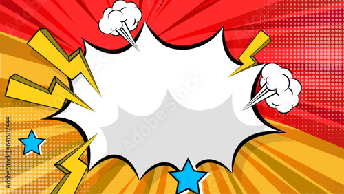 Colorful comic cartoon style frame border background with callout star halftone and contrast color combination