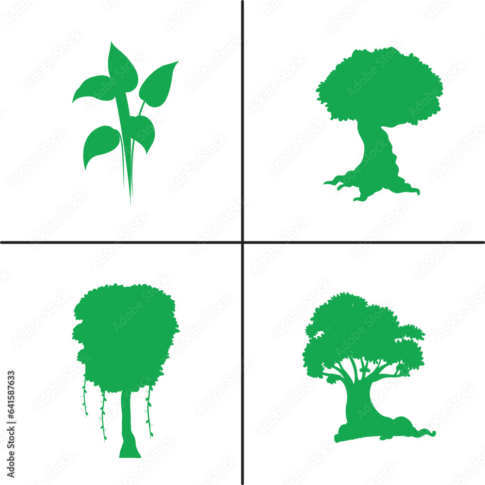 Obraz premium FLAT DESIGN TREE SILHOUETTE SET