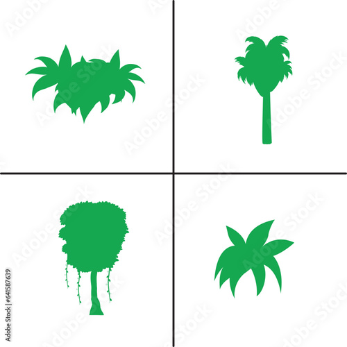 FLAT DESIGN TREE SILHOUETTE SET


