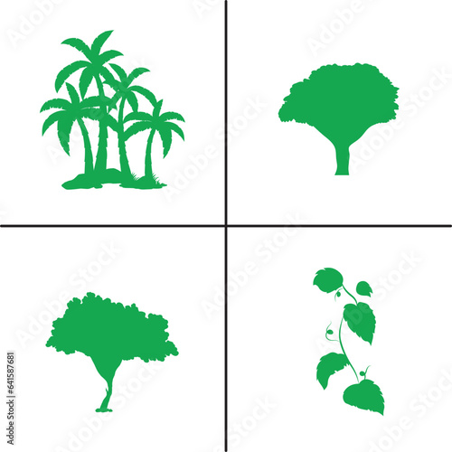 FLAT DESIGN TREE SILHOUETTE SET


