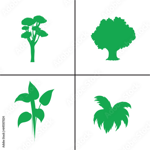 FLAT DESIGN TREE SILHOUETTE SET


