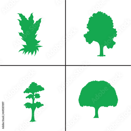 FLAT DESIGN TREE SILHOUETTE SET   