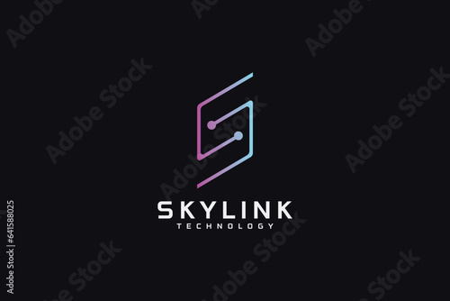 S latter technology logo and icon