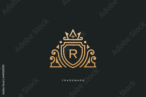 Royal r letter vector trademark brand logo