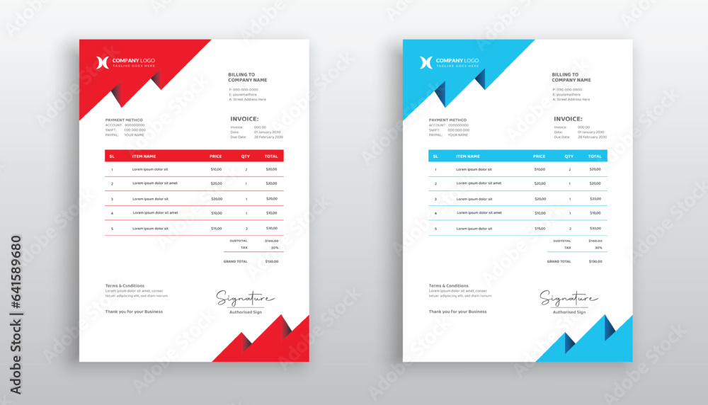 professional creative Invoice template design for your business