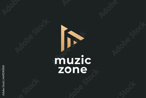 music stream multimedia production vector logo