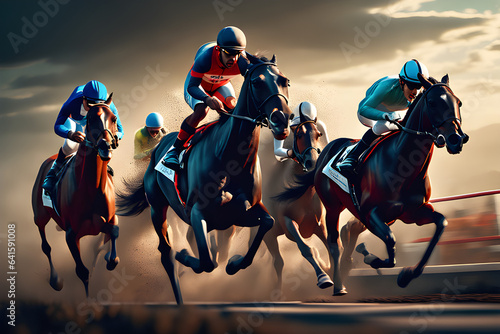 runners racing on the riding grounds. Generative AI Fototapet