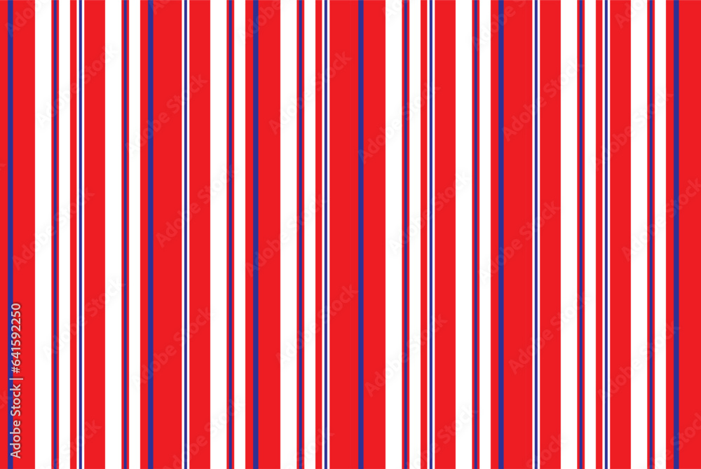 Naklejka premium Textured stripe seamless pattern with Navy blue, White, Red and White colors vertical parallel stripes.Vector abstract background.
