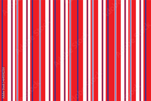 Textured stripe seamless pattern with Navy blue, White, Red and White colors vertical parallel stripes.Vector abstract background.