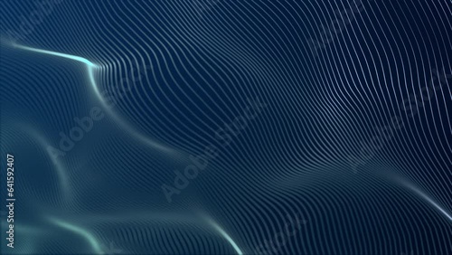 Abstract digital lines wave background. Digital particle cyber or technology background. Animation seamless loop.