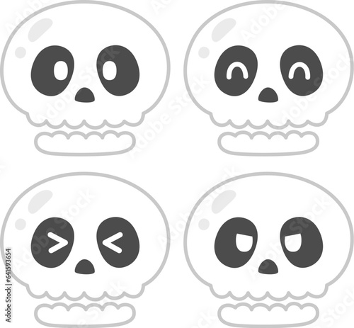 骸骨のキャラクターの表情イラストセット