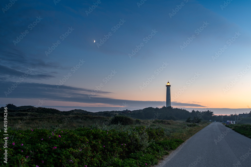 lyngvig lighthouse at sunset. Old and proud lighthouse that have stood for many years