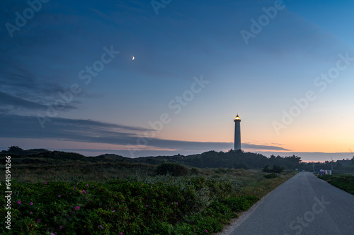 lyngvig lighthouse at sunset. Old and proud lighthouse that have stood for many years