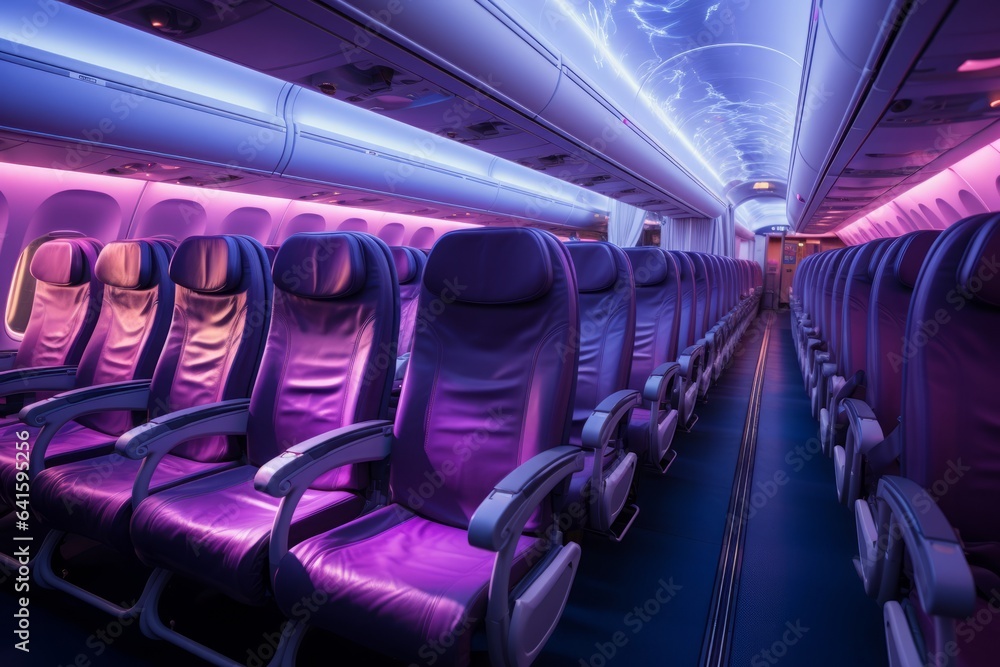 Fototapeta premium trains with ultra violet seats and lights