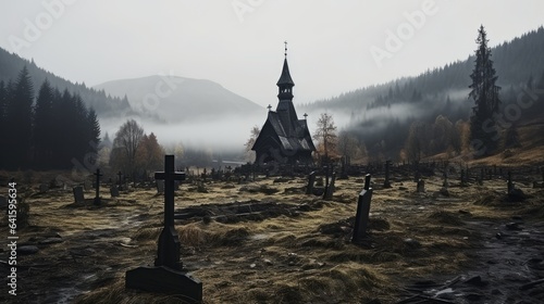 wooden church in the mountains
