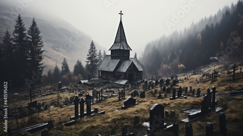 wooden church in the mountains