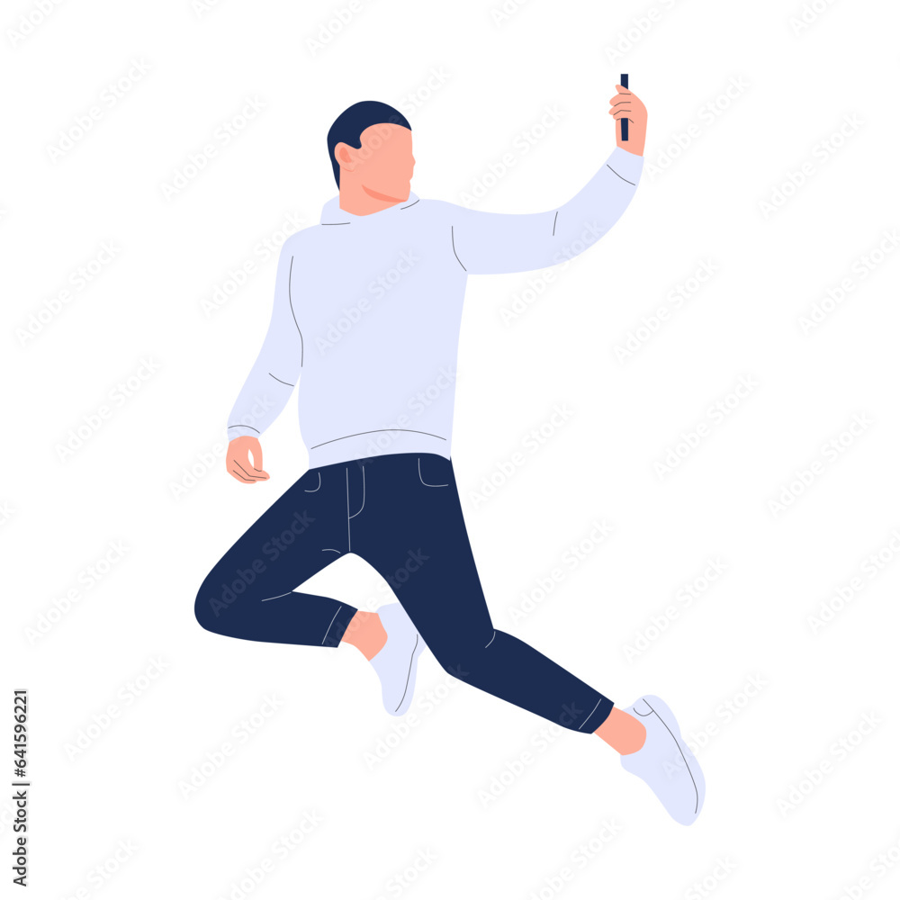 vector illustration of happy jumping people