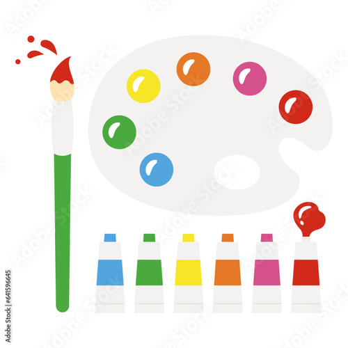 vector illustration of a set of brush, paints and palette for banners, cards, flyers, social media wallpapers, etc.