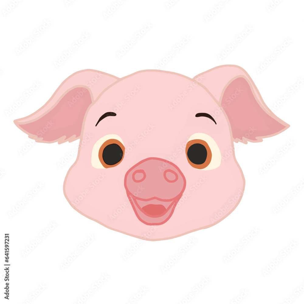 Cute pig vector illustration isolated on white background Cute pig vector illustration isolated on white background