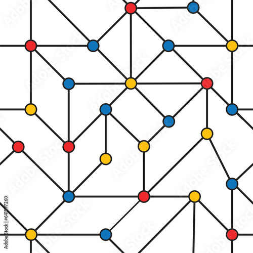 colorful dots network connections repeating pattern