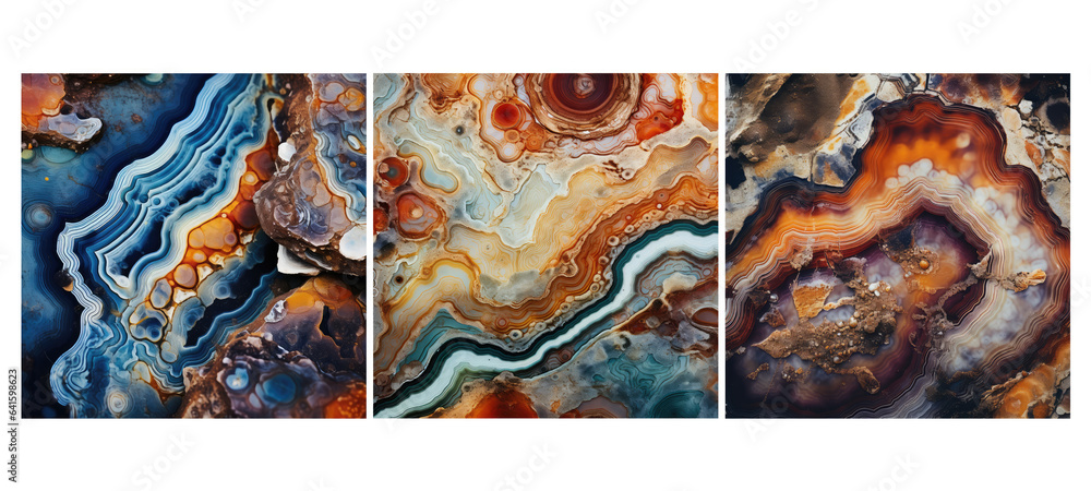 natural agate stone texture surface illustration mineral layered, gem colorful, polished geology natural agate stone texture surface - obrazy, fototapety, plakaty 