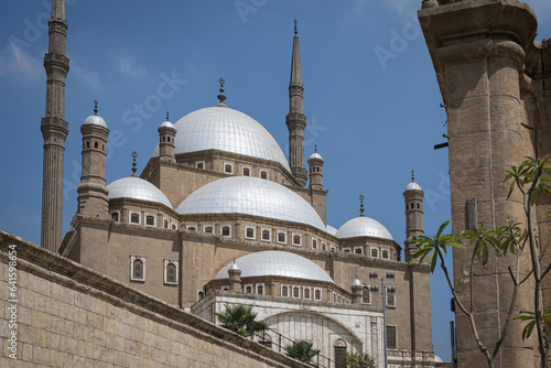 Domes of the Alabaster Mosque at the medieval citadel of Saladin, Cairo, Egypt