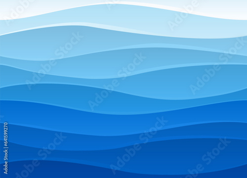 Seamless waves pattern. Water wave abstract design. Blue ocean wave layer