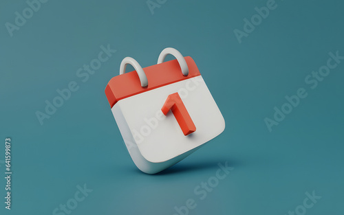 1st calendar icon illustration render
