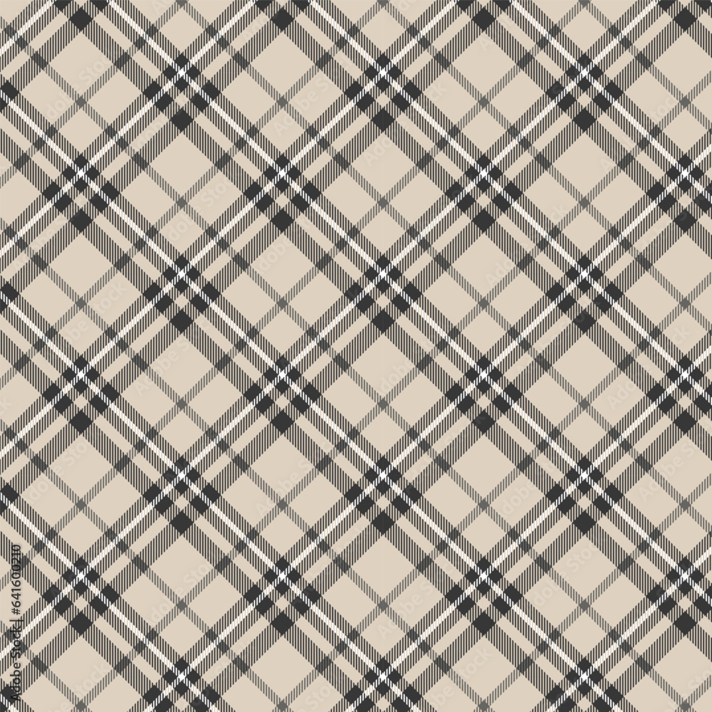 Seamless diagonal plaid and checkered patterns in black brown and white for textile design. Tartan plaid pattern with a cross-shaped background for a fabric print. Vector illustration. Seamless diagonal plaid and checkered patterns in black brown and white for textile design. Tartan plaid pattern with a cross-shaped background for a fabric print. Vector illustration.