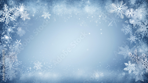 Frosty icy crystal Christmas frame with snowflakes © Little