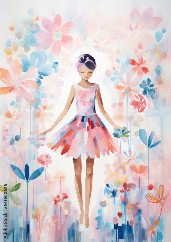 Whimsical ballerina. Greeting card template. Room for copy. Whimsical ballerina. Greeting card template. Room for copy.