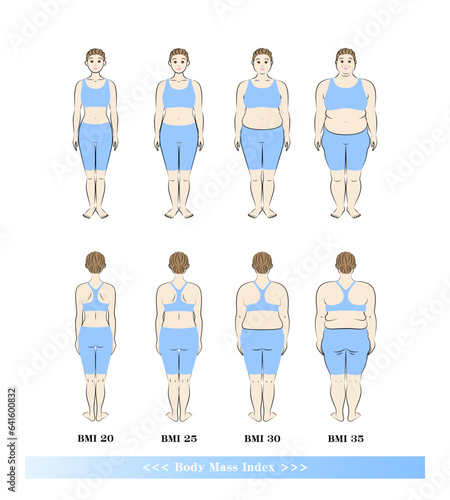 BMI ボディマスインデックス 中高年女性の体形変化 ダイエットのビフォーアフター イラスト