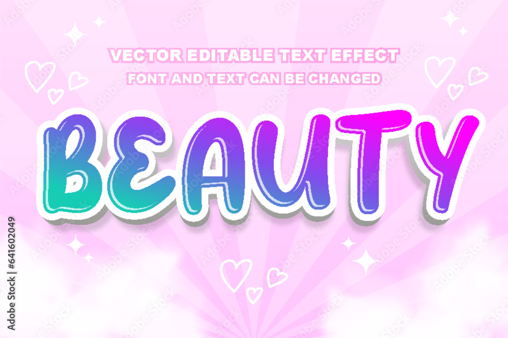 beauty fantasy feminine cute kawai collorful editable text effect font style template design background