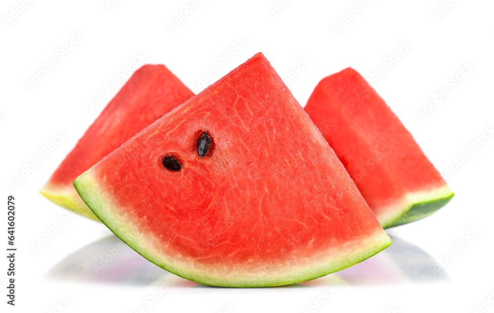 Watermelon slices isolated on a white background. Watermelon slices isolated on a white background.